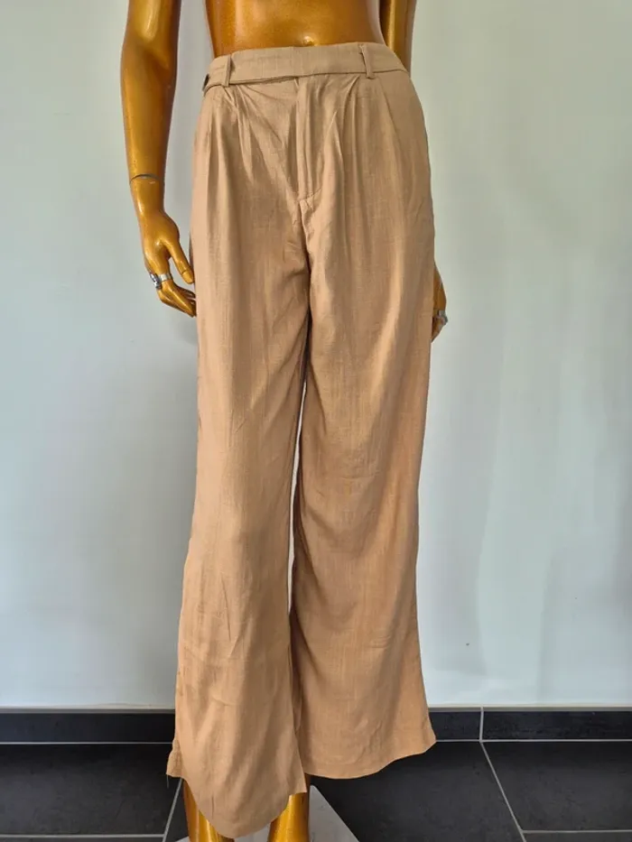 Pantalon Large Beige Femme Taille S/36