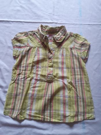 Chemise manches courtes à carreaux pistache, rose, kaki et blancs avec fines lignes argentées