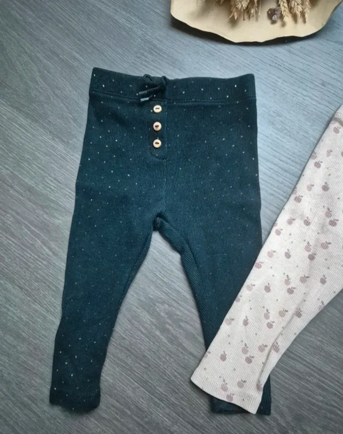 Magnifique lot de 2 leggings côtelé kiabi 9 mois - photo numéro 3