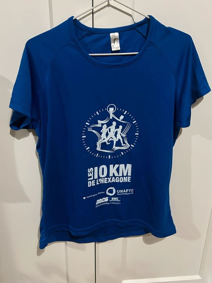 627 – t-shirt de sport bleu Les 10km de l’Hexagone