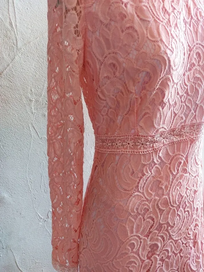Robe en dentelle rose élégante Taille L - photo numéro 5