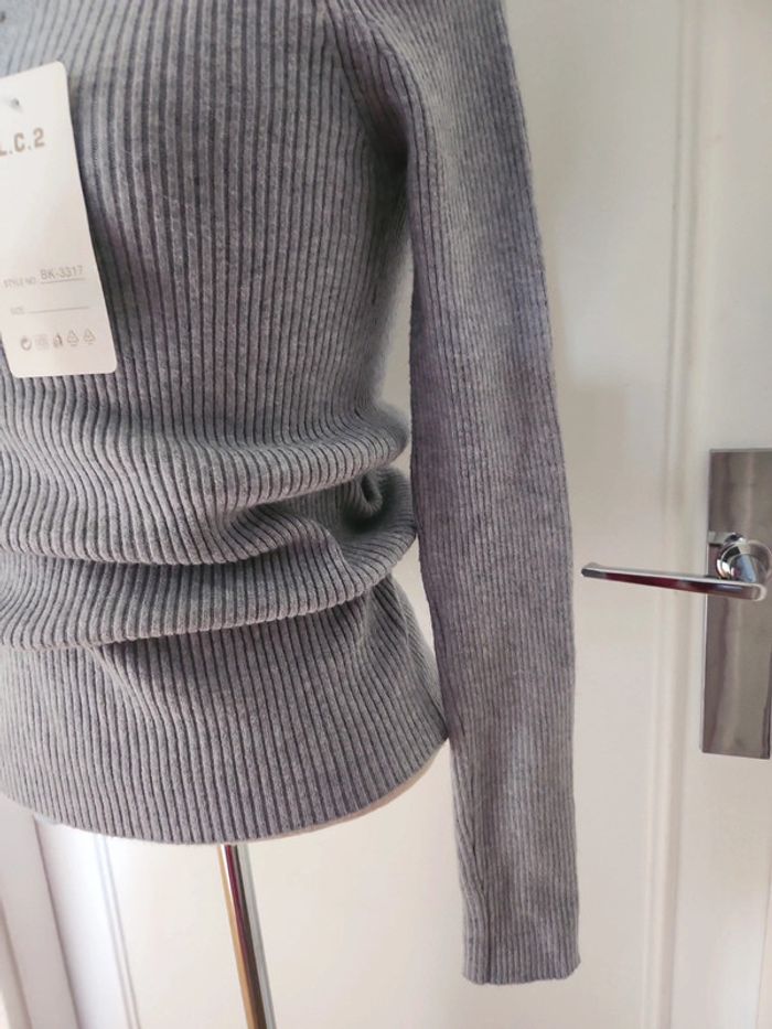 Pull col cheminé gris - photo numéro 4