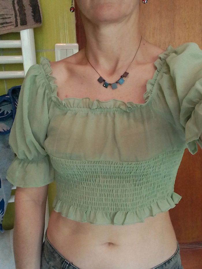Blouse femme croq top verte claire Shein - photo numéro 4