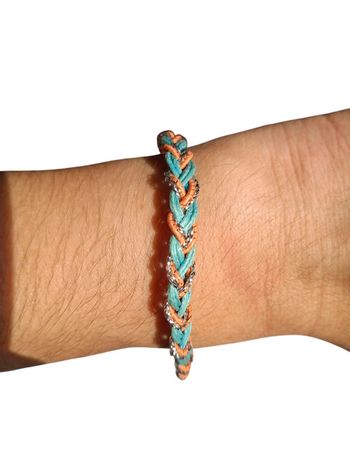 Bracelet tresses dorée vert bleu vintage