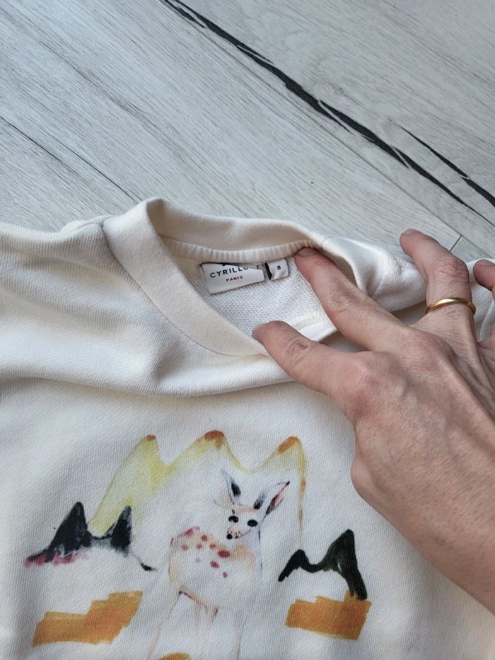 Pull blanc cassé biche cyrillus 8ans neuf - photo numéro 3