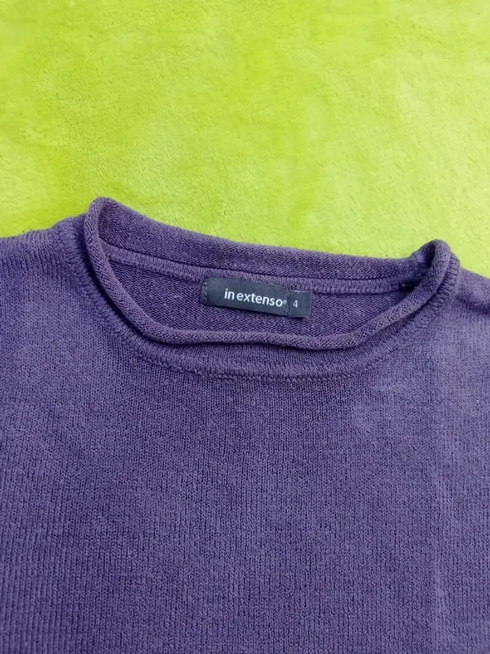 Pull fin violet In Extenso taille 4 ans - photo numéro 2