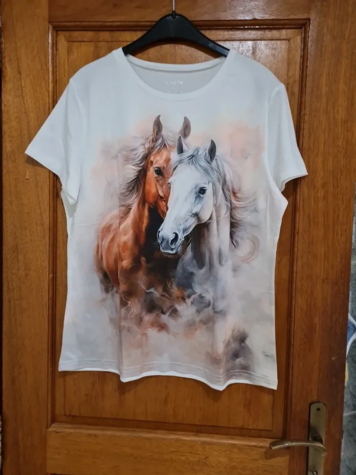 Blouse blanche déco cheveaux T44/46