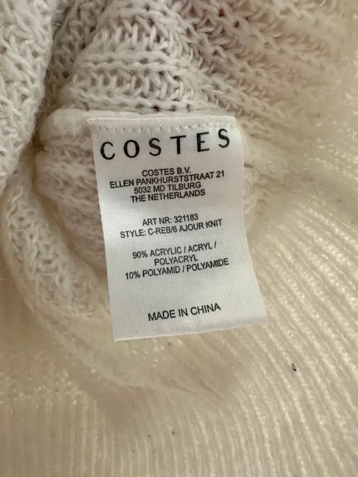 Pull blanc Costes femme M – chaud, doux, manches torsadées - photo numéro 4