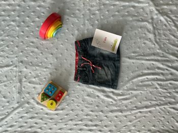 jupe en jean bleu effet usé ceinture et taille réglable 2 ans tape à l'oeil