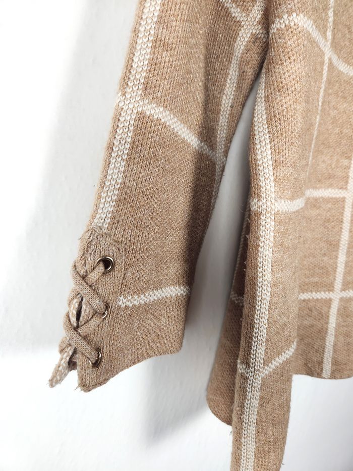 Pull Bréal beige à carreaux Manches 3/4 Taille 1 Taille S - photo numéro 2