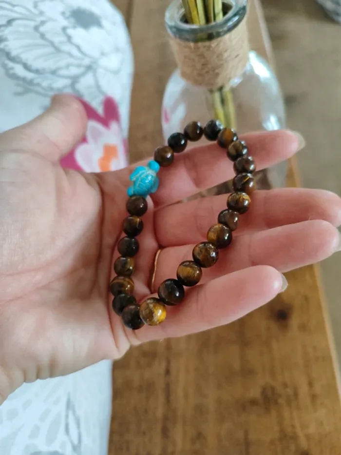 Bracelet œil de tigre et tortue neuf - photo numéro 5
