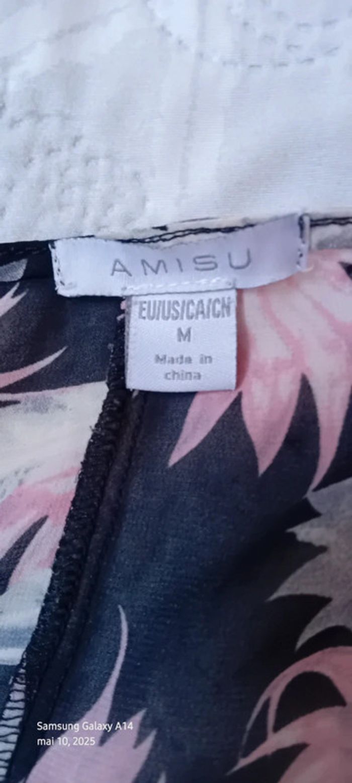 Blouse oversize en voile motif fleurs tropicales noir femme M amisu - photo numéro 17