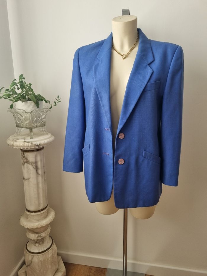 Veste blazer bleu violet vintage - photo numéro 3