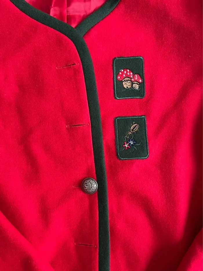 Veste rouge autrichienne vintage M&G broderies edelweiss – Made in Germany T.42 - photo numéro 2