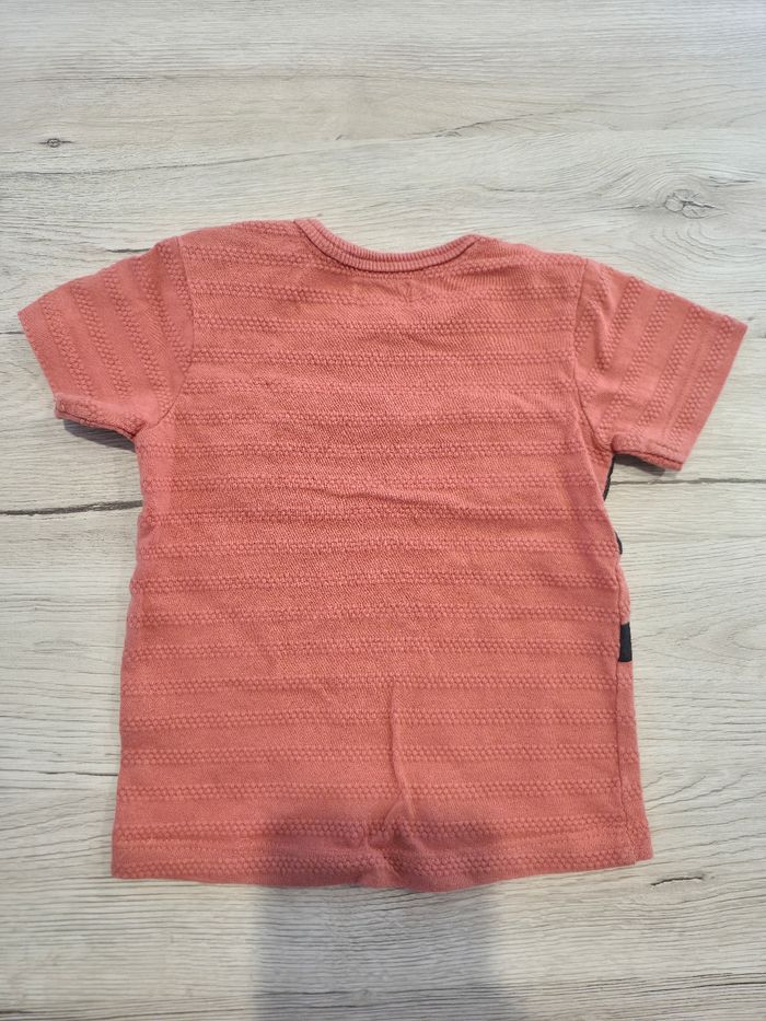 Tee-shirt teracota et noir zèbre avec oreilles, Luckykid, 18 mois / 80cm - photo numéro 3
