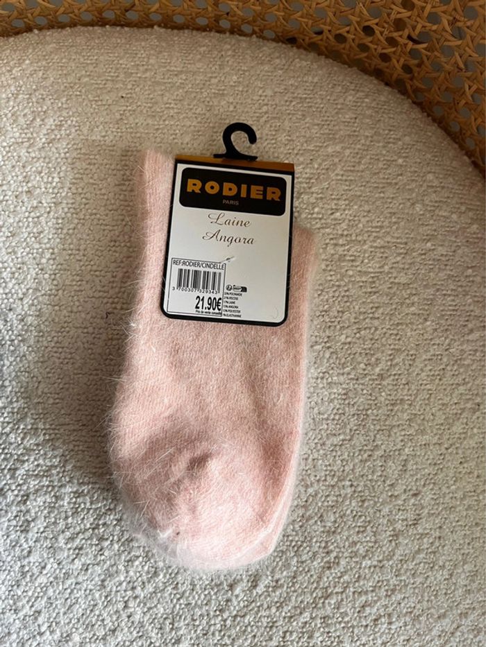 Chaussettes laine angora rose - photo numéro 2