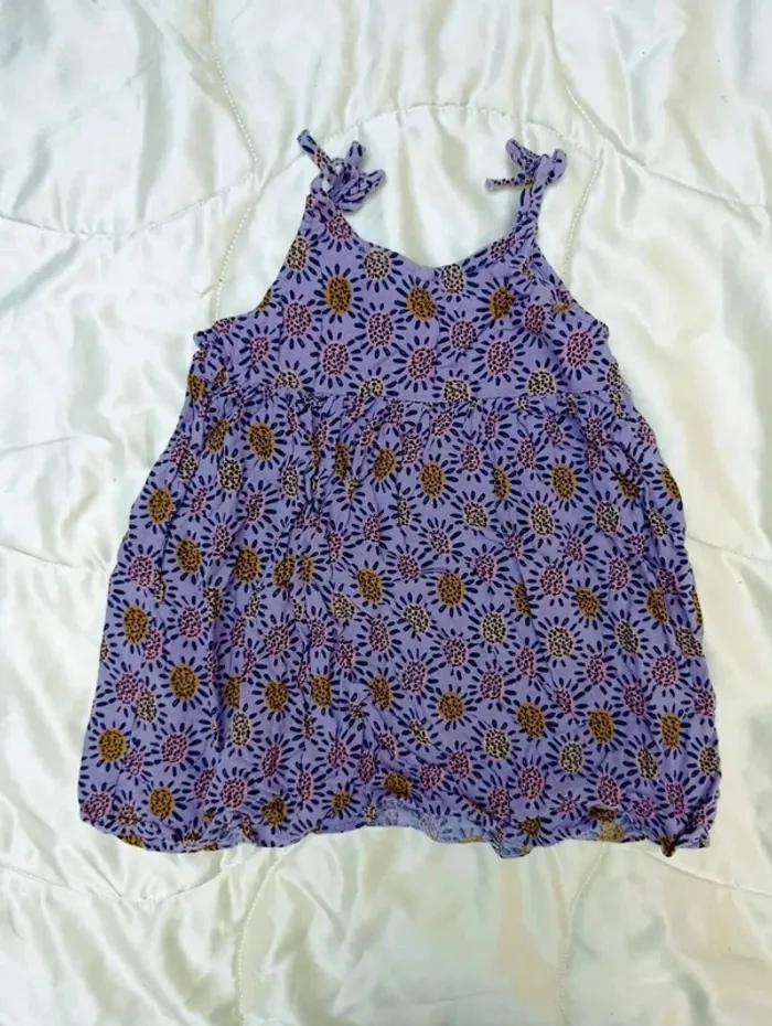 Robe courte à bretelles violette à motifs 3 ans Kaibi - photo numéro 3