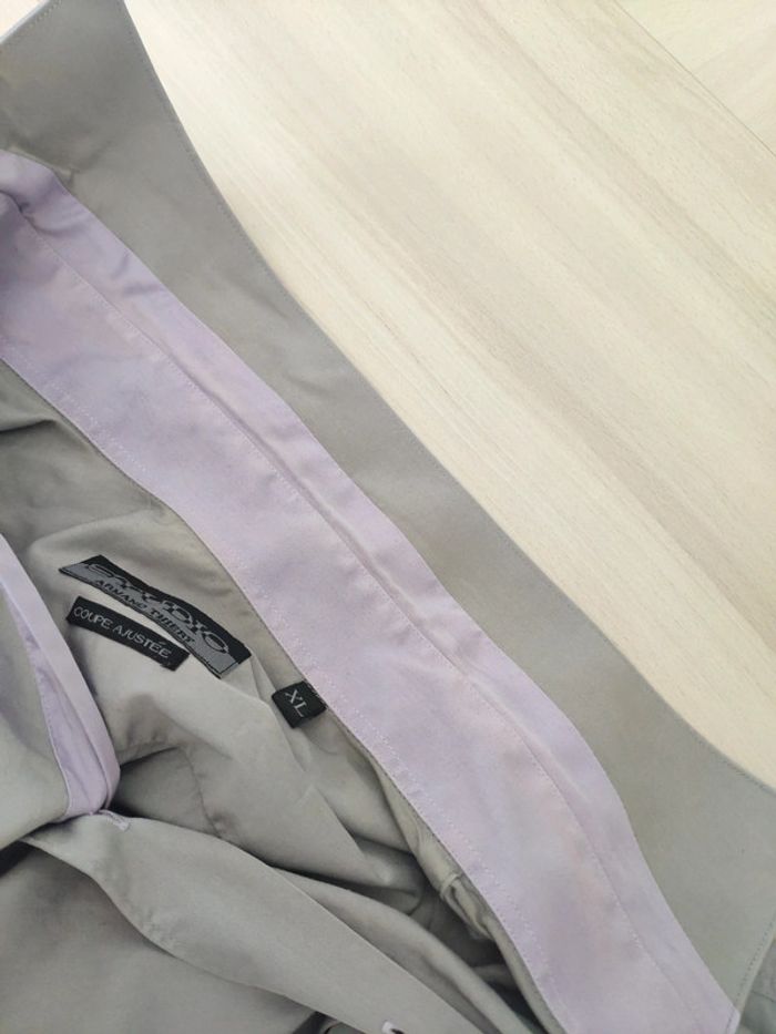 Jolie chemise chemisette homme légère Armand Thiery coupe ajustée taille XL grise et violette - photo numéro 9