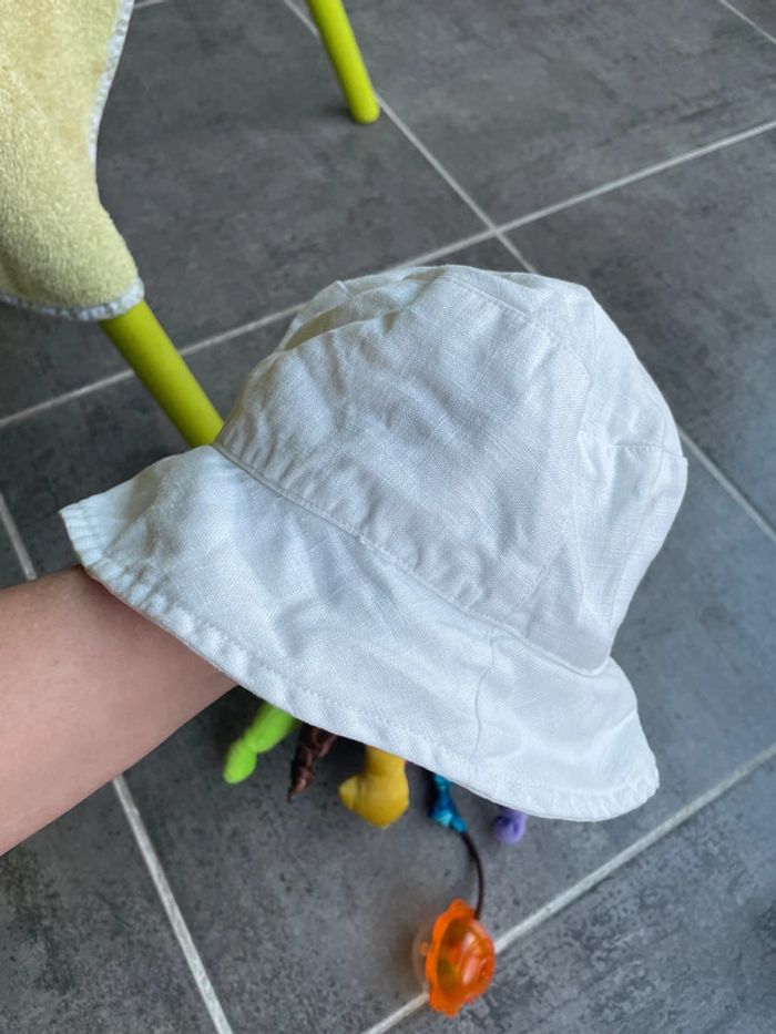 Chapeau blanc en lin clayeux 53cm - photo numéro 6