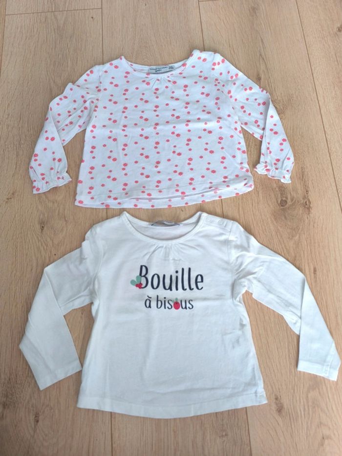 Lot de 2 t-shirts manches longues fille FPC - Taille 18 mois - 81 cm