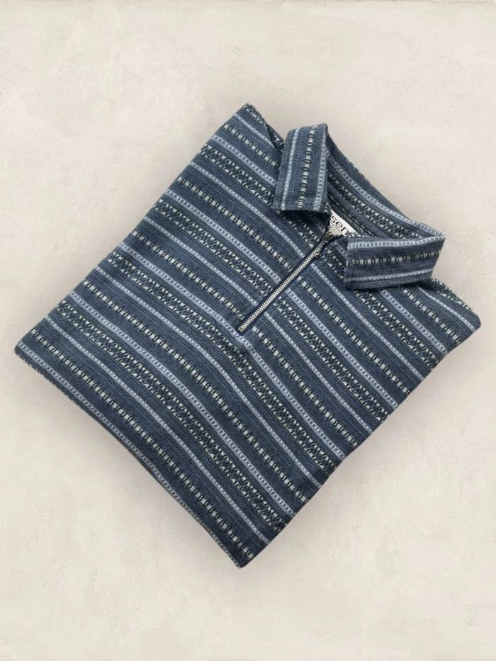 Polo manches longues, pull fin, bleu, S (687)