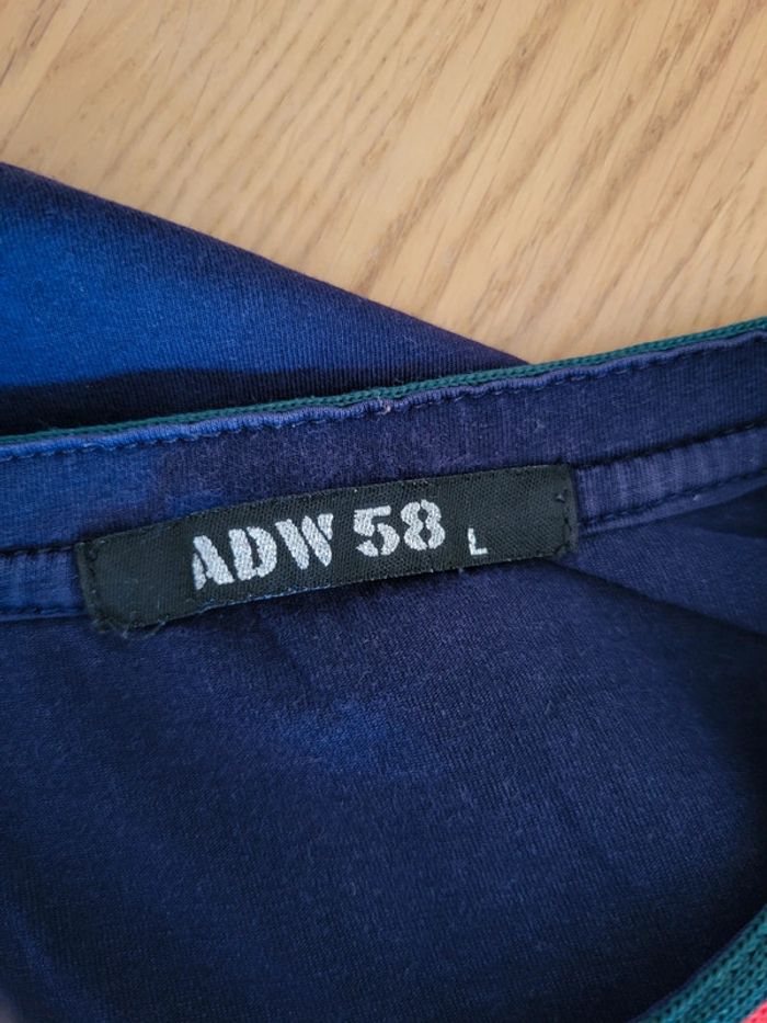 T-shirt col V bleu marine et rayures ADW 58 - photo numéro 7
