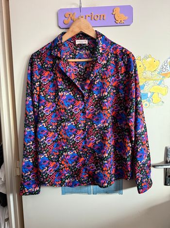 Chemise à manches longues colorée à fleurs, taille 36, marque Libertie Création