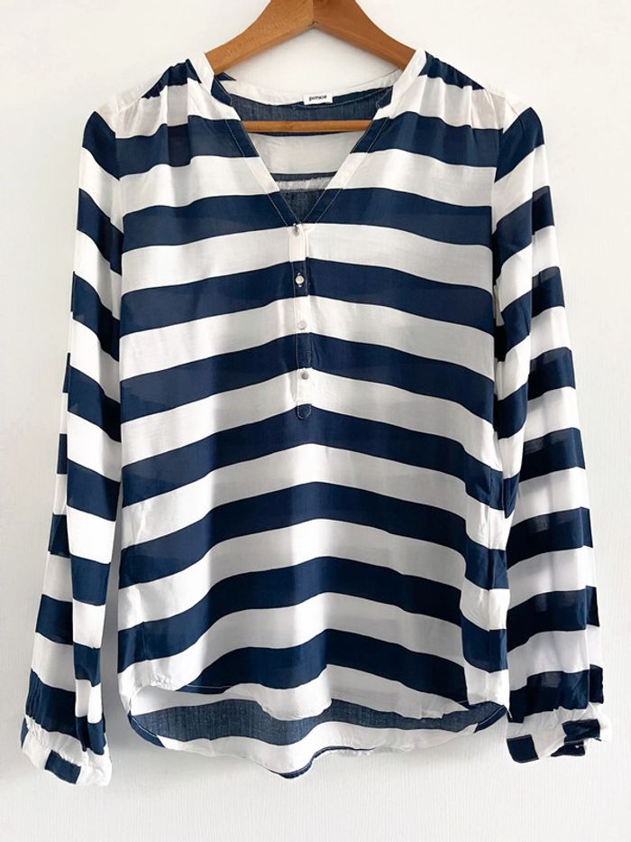 Blouse manches longues à rayures bleu marine et blanche Pimkie - photo numéro 6