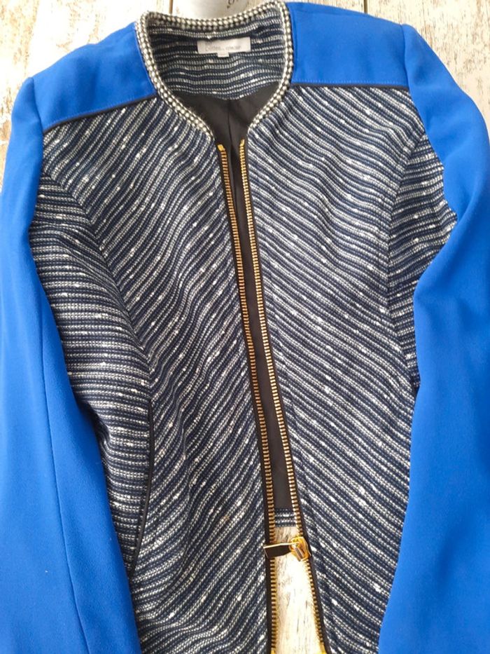 Veste cintrée bleu et noir - photo numéro 2