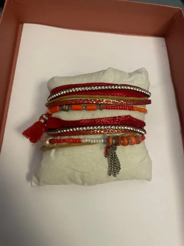 Bracelet double tour rouge - photo numéro 2