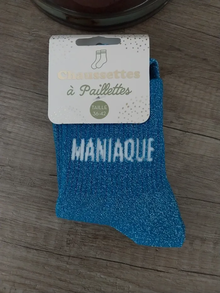 Chaussettes à paillettes Maniaque bleu