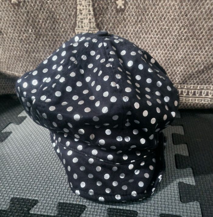 Casquette béret noir à pois argenté style vintage - photo numéro 3