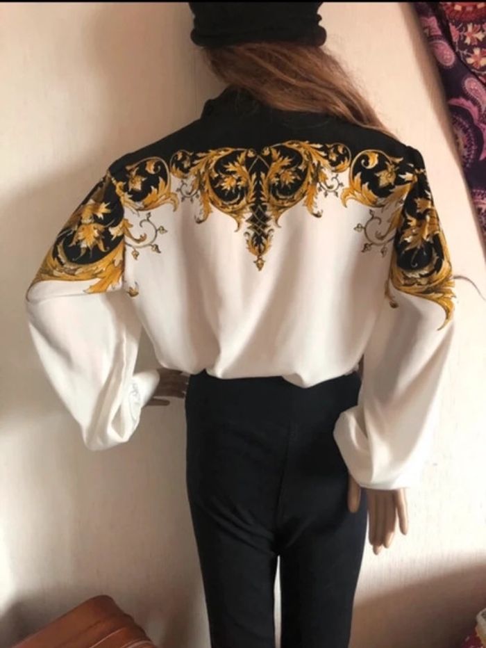Vintage baroque pattern shirt / Chemise vintage motif baroque Françoise de France - photo numéro 5