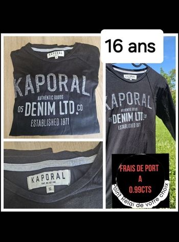 Tee-shirt manche longue kaporal 16 ans garçon