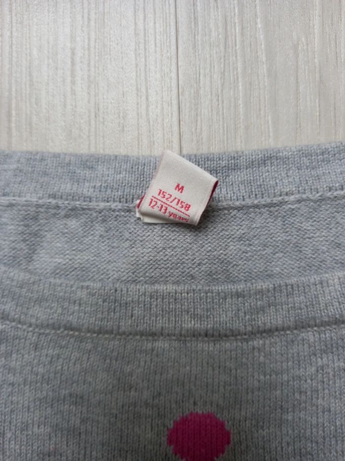 Pull gris àbpoids et lignes rose taille 152 - photo numéro 2