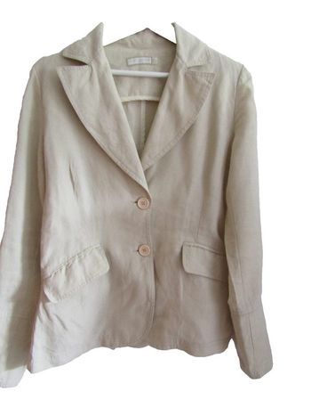 veste d'été blazer en 100% lin non doublée couleur lin marque yumi mazao taille indiquée 1 =36/38