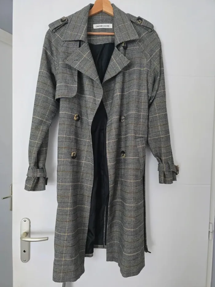 Manteau trench a carreaux - photo numéro 3