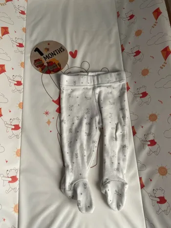 Pantalon avec pieds motif lapin 1 mois