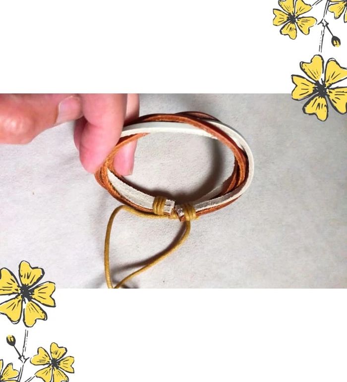 Bracelet en cuir tressé multicolore – Tons chauds et naturels - photo numéro 4