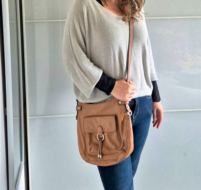 Sac porté travers confort Marron Tan Hexagona - photo numéro 6