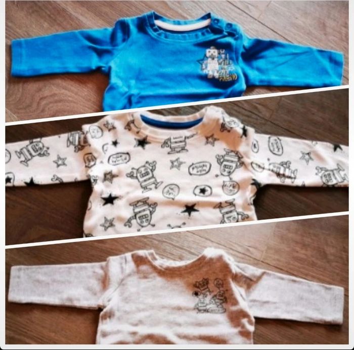 Lot t-shirts à manches longues bébé garçon 2/4 mois