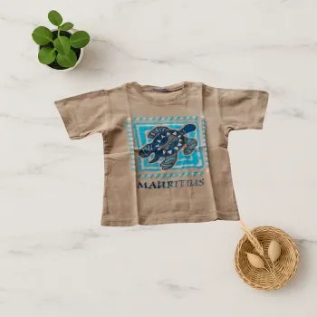 T-shirt beige 🐢 | Tortue bleue – Enfant 🌞