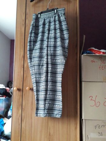 Pantalon 12 ans à  motifs noir et blanc