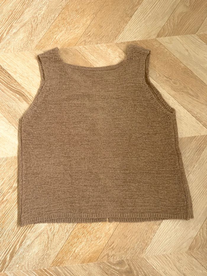 Haut sans manches en maille marron - photo numéro 2