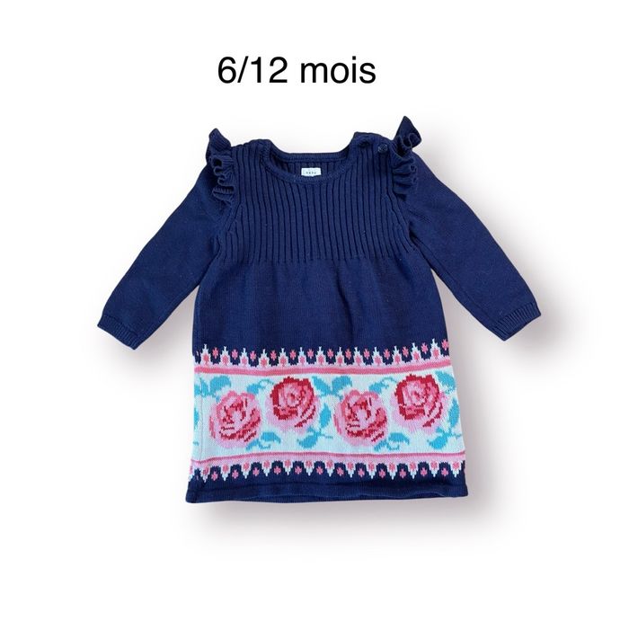 Baby GAP Robe Pull bleu à fleurs Taille 6/12 mois