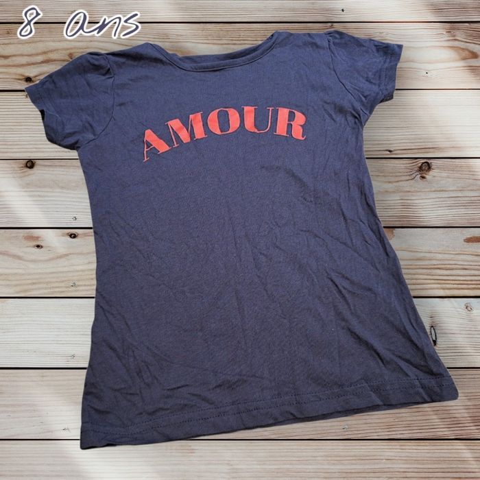 💥👕 Tee-shirt bleu « AMOUR » – 8 ans – style canon 👕💥 - photo numéro 1