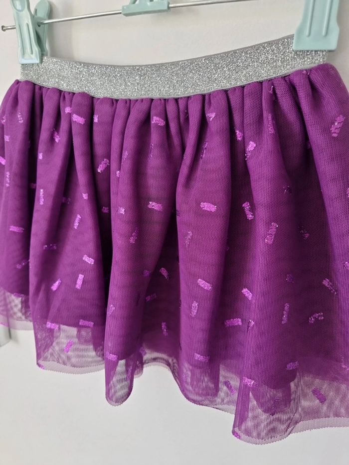 Jupe violette ceinture pailleté argenté 18mois - photo numéro 2