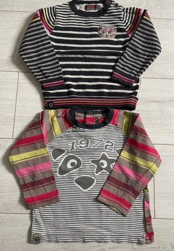 Ensemble t-shirt manches longues et pull catimini 2 ans