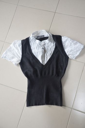 top maille et coton et dentelle en une seule pièce