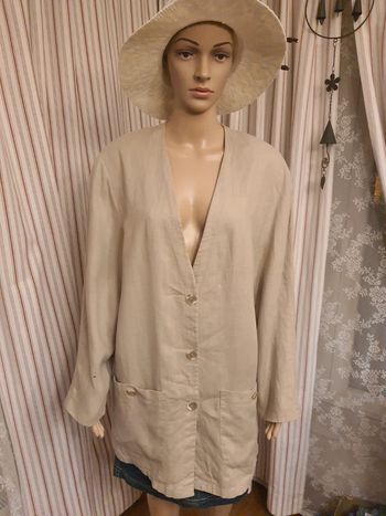 Pardessus beige Anny N 100% lin  fr/ be 46